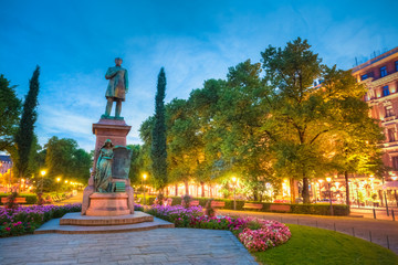 Esplanade Park. Statue Of Johan Ludvig Runeberg in Helsinki, Fin