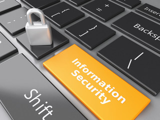 Fototapeta premium closed Padlock and Information Security on computer keyboard. Pr