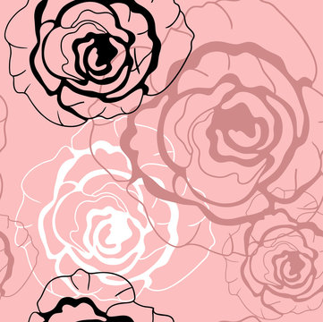 Seamless texture with abstract roses (vector)