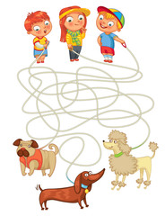 Funny maze game: help owners find their pets