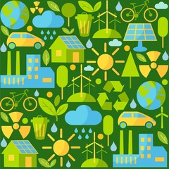 Seamless background with ecology icons