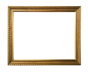 Classic gold frame. Isolated over white background