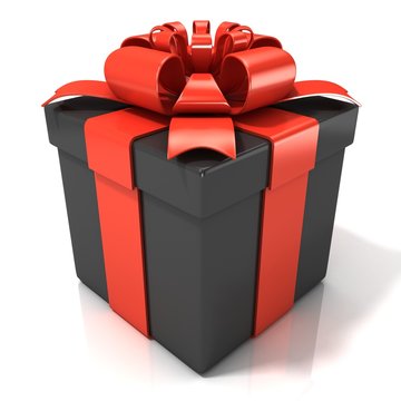 Black gift box isolated on white background