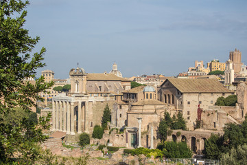 Fototapeta na wymiar Tempio di Antonino e Faustina e del Divo Romolo
