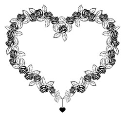 Elegant frame in shape of heart with floral ornament