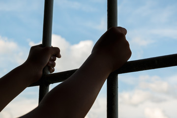 Prisoner holding bars in the jail