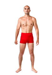 Full body of fit muscular man wearing only red underwear. - 75213800