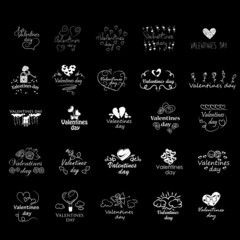 Valentines Day Icons Set - Isolated On Black Background - Vector Illustration, Graphic Design, Editable For Your Design . Valentines Day