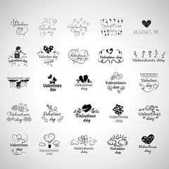 Valentines Day Icons Set - Isolated On Gray Background