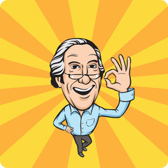 Smiling senior man with ok hand sign