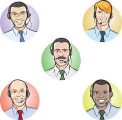 smiling call center employees
