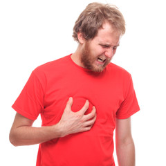 Obraz premium Bearded man has a heart attack