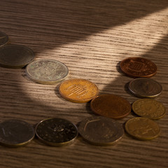 Old Coins Light Beam
