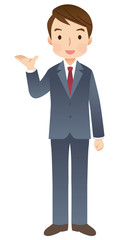 紹介する男性　ビジネスマン