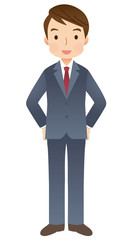 腰に手をあてた男性　ビジネスマン