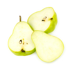 Green pear sliced arranged in three