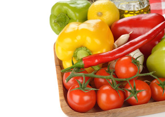 Fresh vegetables in a wooden bowl