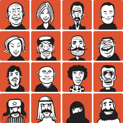 Set of doodle faces