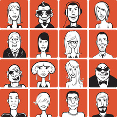 Set of various doodle faces