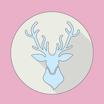 deer head icon with a long shadow