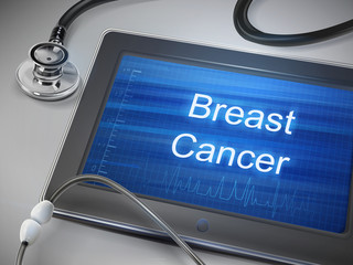 breast cancer words display on tablet
