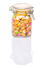 Belly button iced gem biscuits over white background