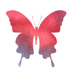 colorful red-blue watercolor butterfly