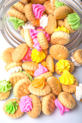 Belly button iced gem biscuits over white background - 75219220