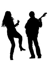 Naklejka premium Bass and women