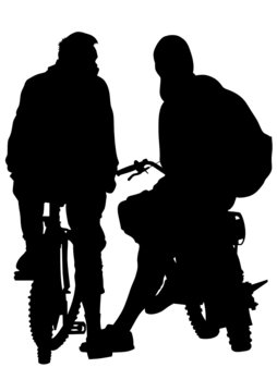 Cyclist and motorcycle