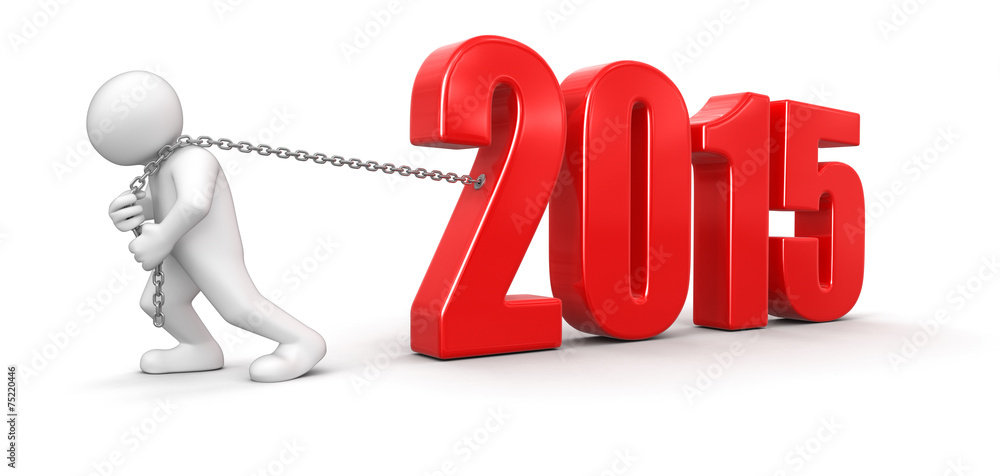 Poster man and 2015 (clipping path included)