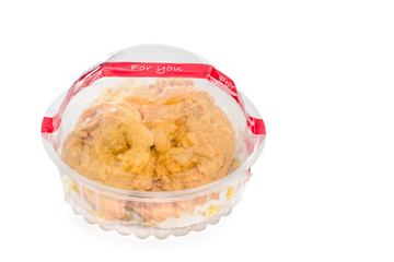 butter cookies in a plastic box isolated on white background