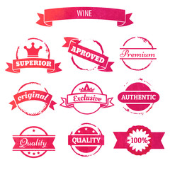 vector wine stain circles and retro stamps and badges isolated i