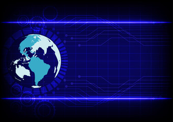 Abstract world technology electronic line blue background