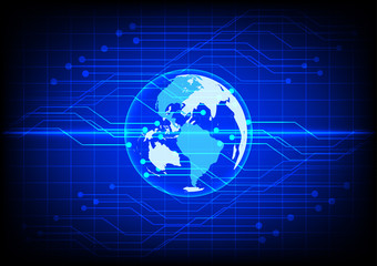 Abstract world digital technology electronic  blue background