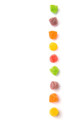 Colorful mix sugar jelly candy over white background