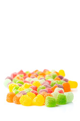  Colorful mix sugar jelly candy over white background