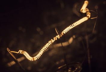 Macro photo of a incandescence thread of lamp