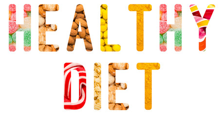 Healthy Diet Word Concept Isolated Made From Food Ingredients