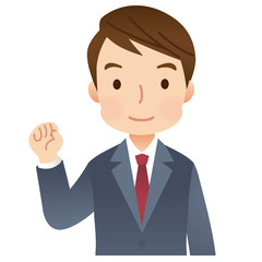 ガッツポーズする男性　ビジネスマン