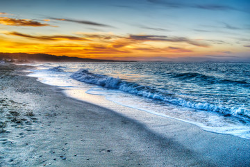 colorful sunset in Platamona beach