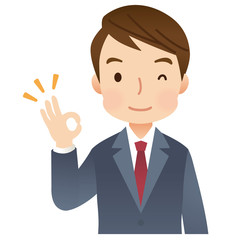オーケーサインをする男性　ビジネスマン