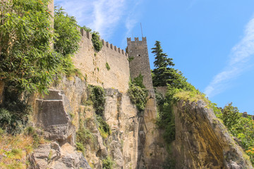 Fototapeta premium Fortress wall in San Marino. The Republic of San Marino