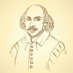Sketch William Shakespeare portrait in vintage style - 75225896