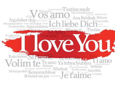 Words "I love you" in all languages of the world, words cloud