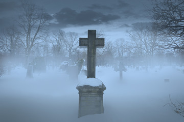 Cross on graveyard