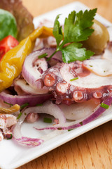 Detail eines Oktopus-Carpaccios