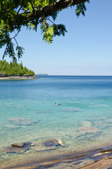 Green and blue water
