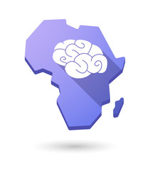 Africa continent map icon with a  brain