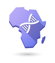 Africa continent map icon with a DNA sign